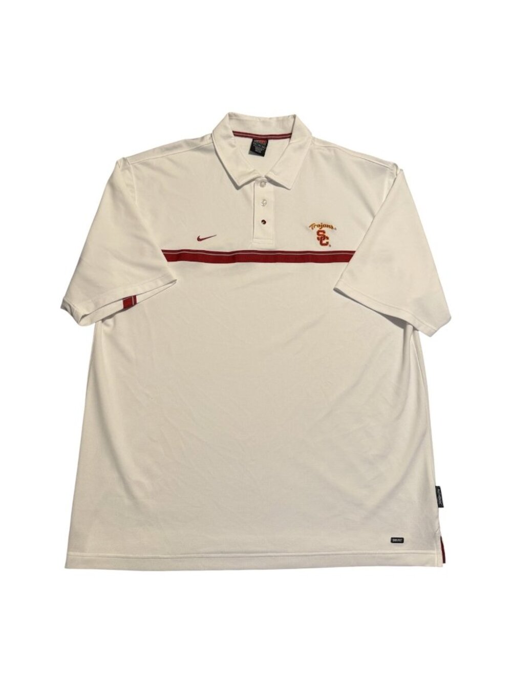 Vtg USC Trojans Nike Dri-Fit Men Polo Shirt Short Sleeve NCAA Football Xl White